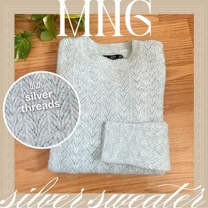 MNG Shimmering Silver Knit Sweater